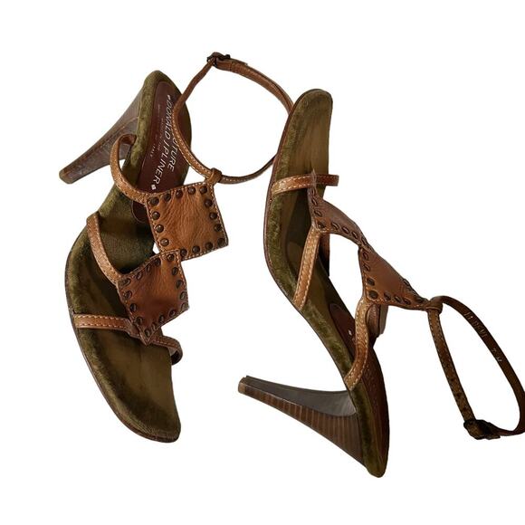 Donald Pliner Devi Strappy Brown Leather 4”‎ Heel Sandals Made in Italy SZ 7 - Picture 2 of 10